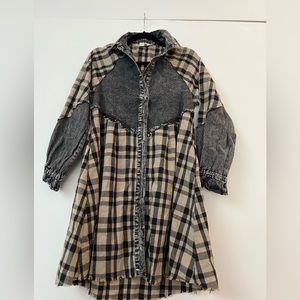 VICI, BNWOT, black plaid/denim mini dress or tunic, size xs.